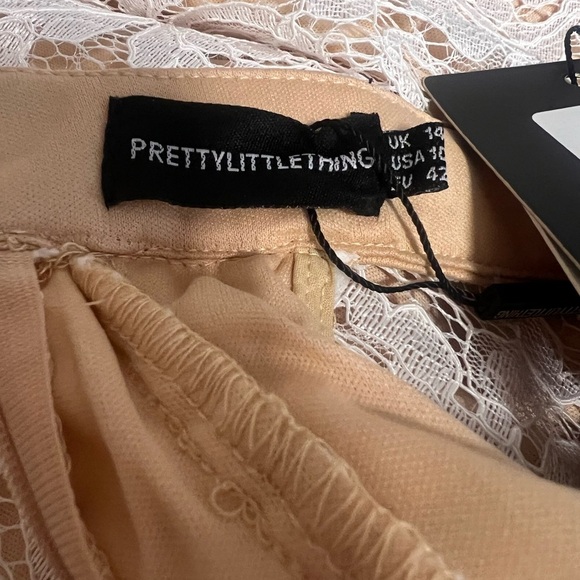 NWT PrettyLittleThing 10 White Nude Sleeveless Mini Dress Bride Wedding Dance - Picture 5 of 8